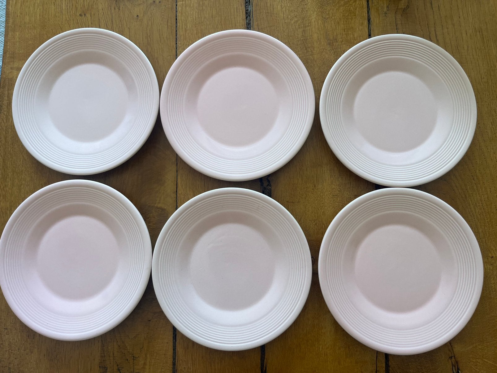6x gebaksbord 17cm €1 per stuk Madison poeder roze rose gaaf, Ophalen, Gebruikt, Bord(en), Overige stijlen
