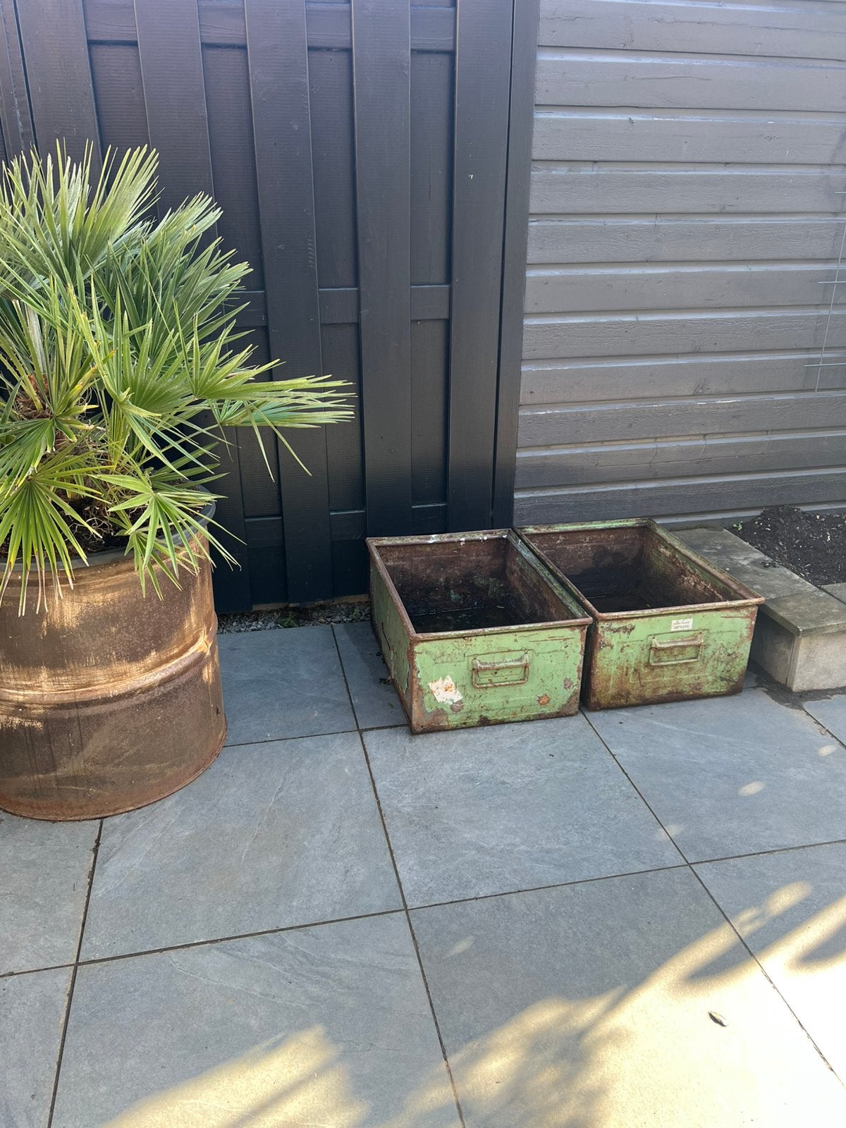 Prachtige brocante metalen bakken moestuin kweekbak bloembak, Tuin en Terras, Bloembakken en Plantenbakken, Balkon, Ophalen of Verzenden