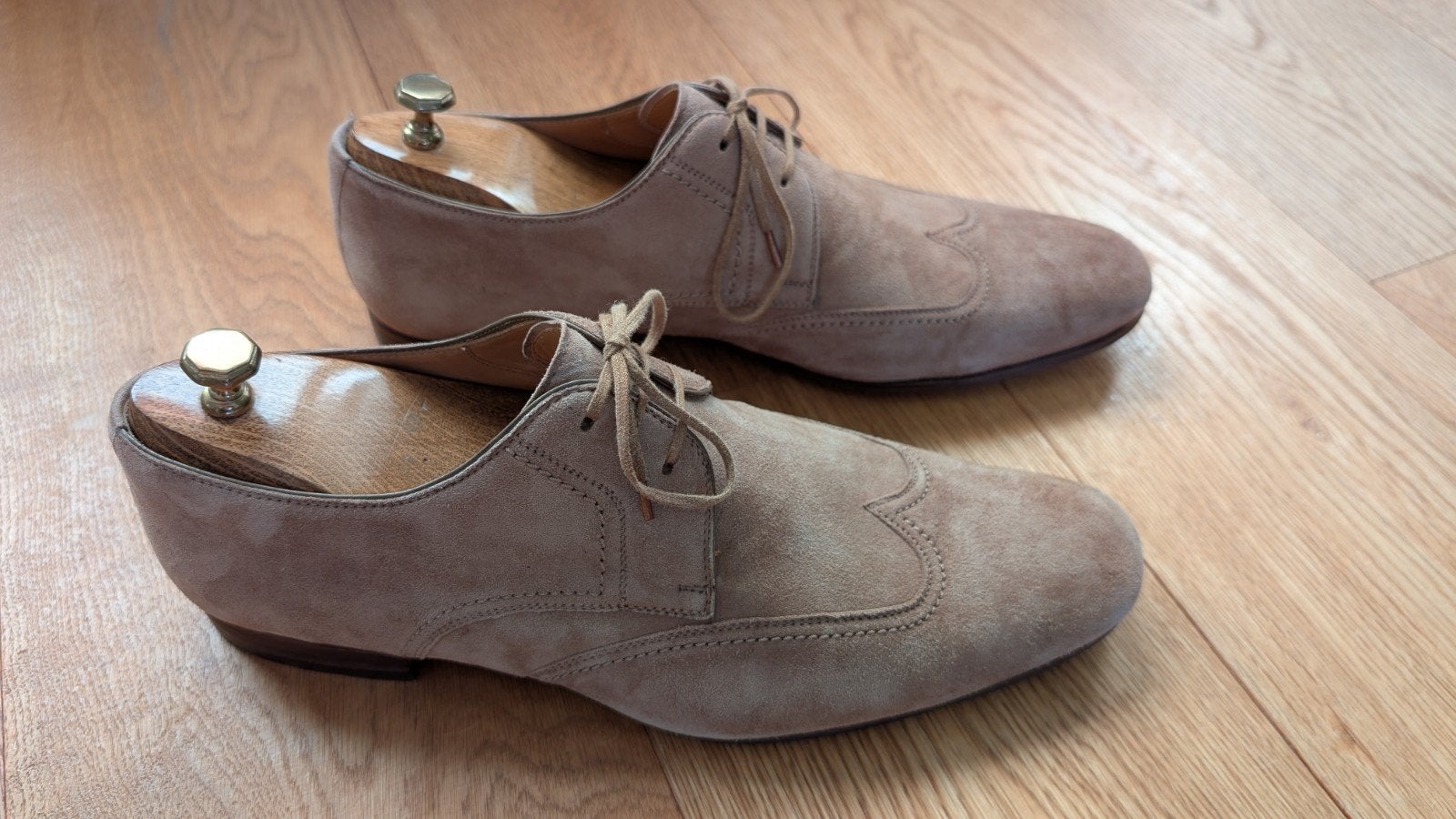 Magnanni suède herenschoenen taupe, maat 42 (i.z.g.st.), Overige kleuren, Ophalen of Verzenden, Zo goed als nieuw, Magnanni
