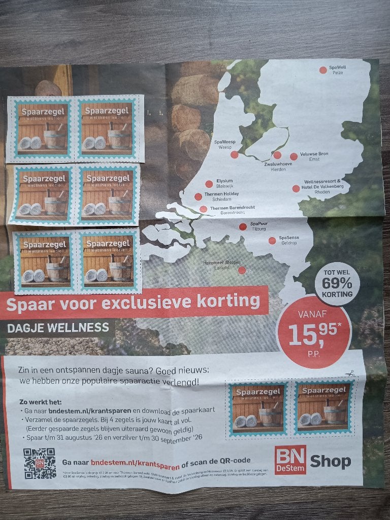 8 saunazegels, korting dagje wellness, Tickets en Kaartjes, Kortingen en Cadeaubonnen, Twee personen, Kortingsbon, Spa of Sauna