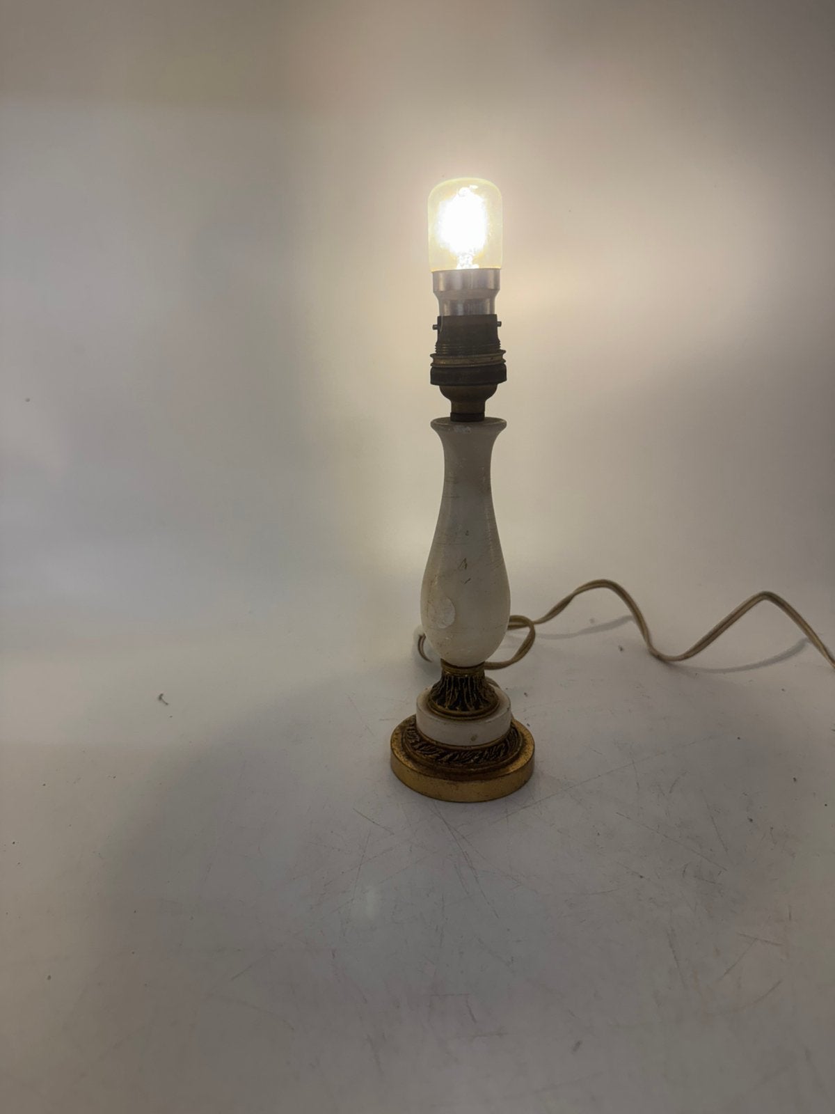 Vintage Marmer / Onyx & Messing Schemerlampje, Ophalen of Verzenden