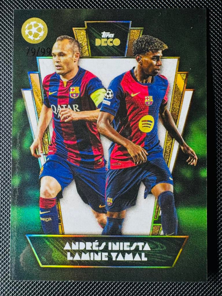 Andrés Iniesta & Lamine Yamal Topps 2024 DECO Then & Now /99, Ophalen of Verzenden, Zo goed als nieuw, Plaatje