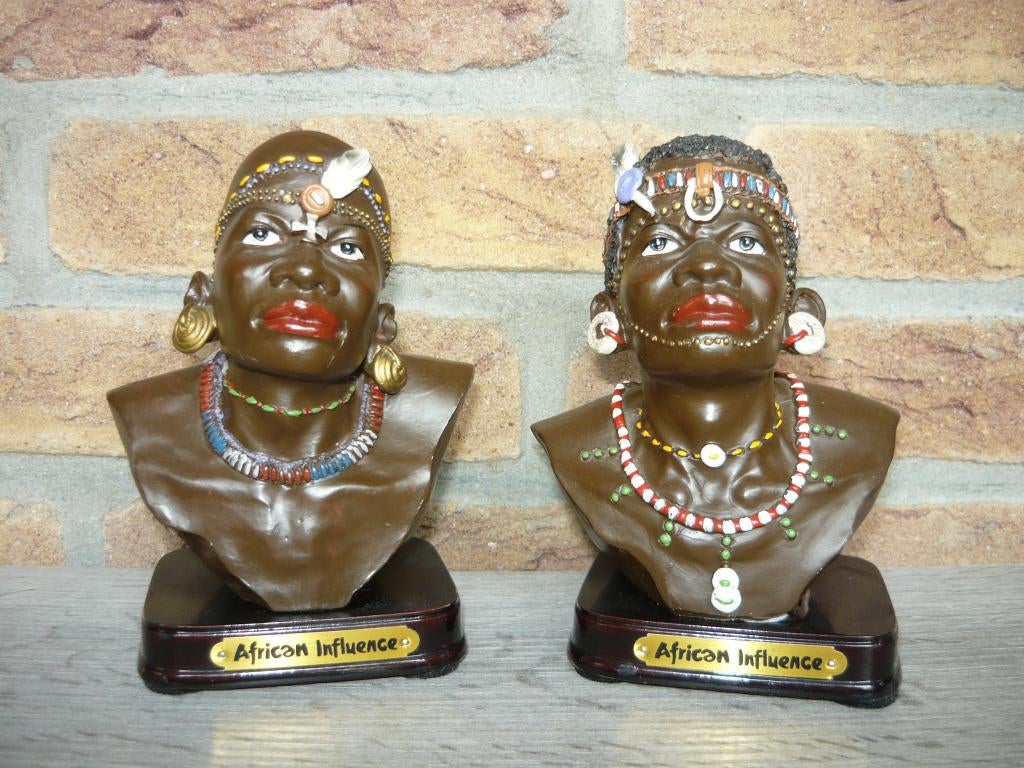 Afrikaanse Stam Beeldjes (2 x) Afrika - Afrikaan - Afrikanen, Ophalen of Verzenden, Zo goed als nieuw, Mens