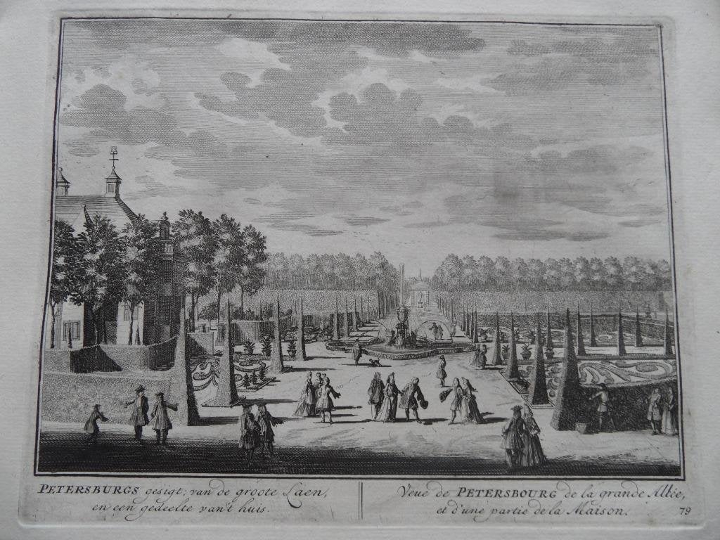 79 Nigtevecht Petersburg Kopergravure 1719, Antiek en Kunst, Ophalen of Verzenden
