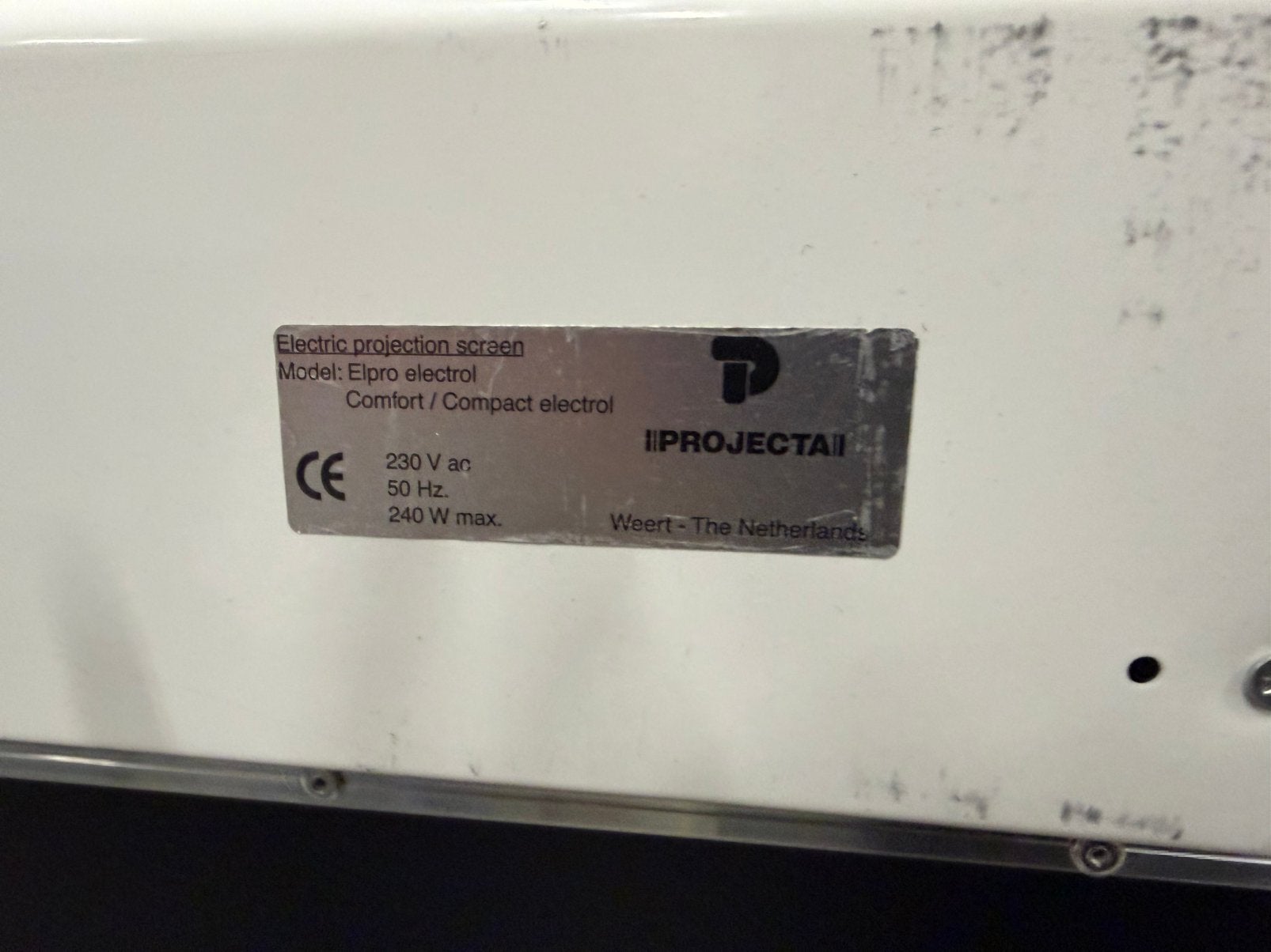 Projecta Projectiescherm Electrisch 172cm Beeldbreedte, Gebruikt, -, -, Ophalen of Verzenden