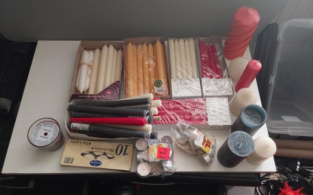 Partij kaarsen, Huis en Inrichting, Woonaccessoires | Kandelaars en Kaarsen, Ophalen, Gebruikt, Overige materialen, Minder dan 25 cm