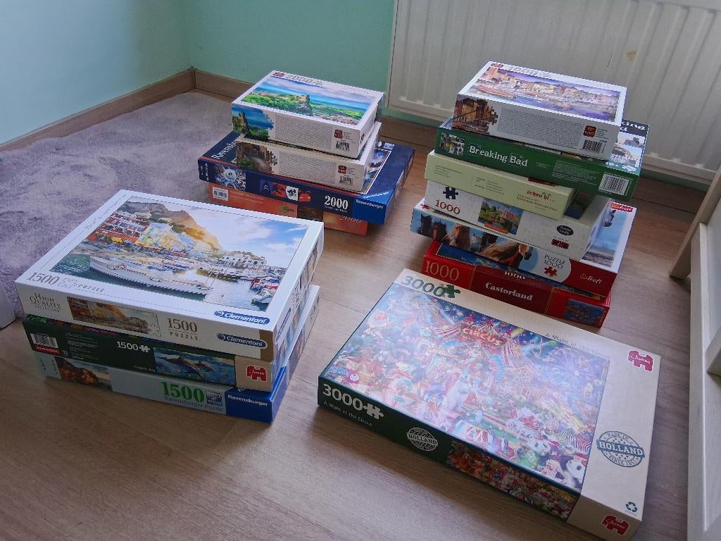 14 legpuzzels te koop – Ravensburger etc. | 1K–3K stukjes, Ophalen of Verzenden, Gebruikt