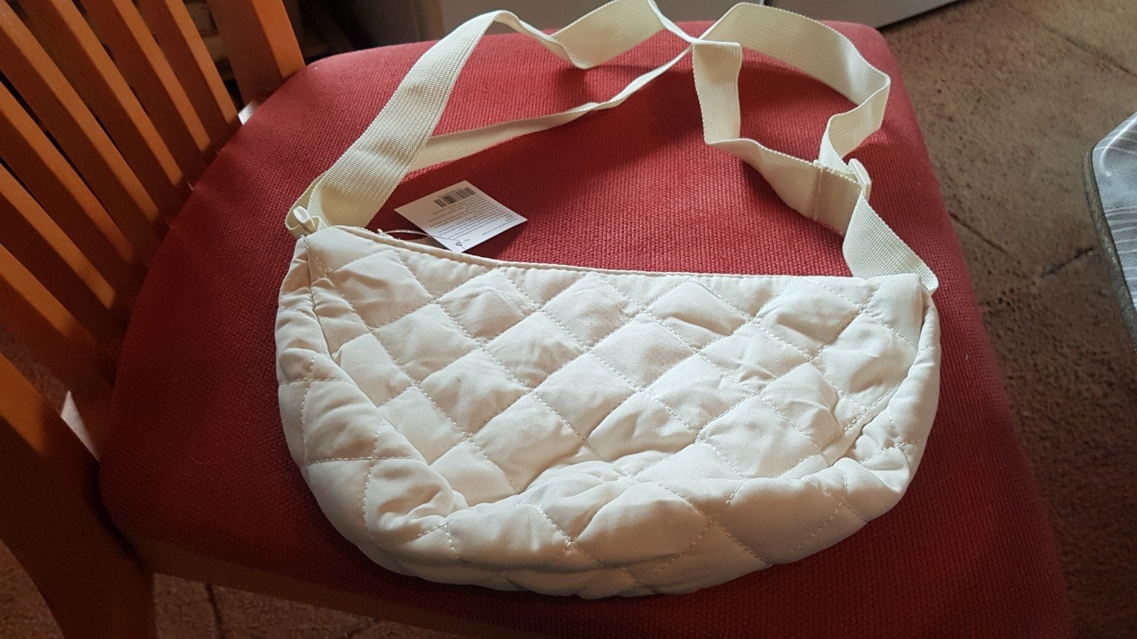 Quilted crossbody schoudertas, Ophalen of Verzenden, Nieuw, Beige