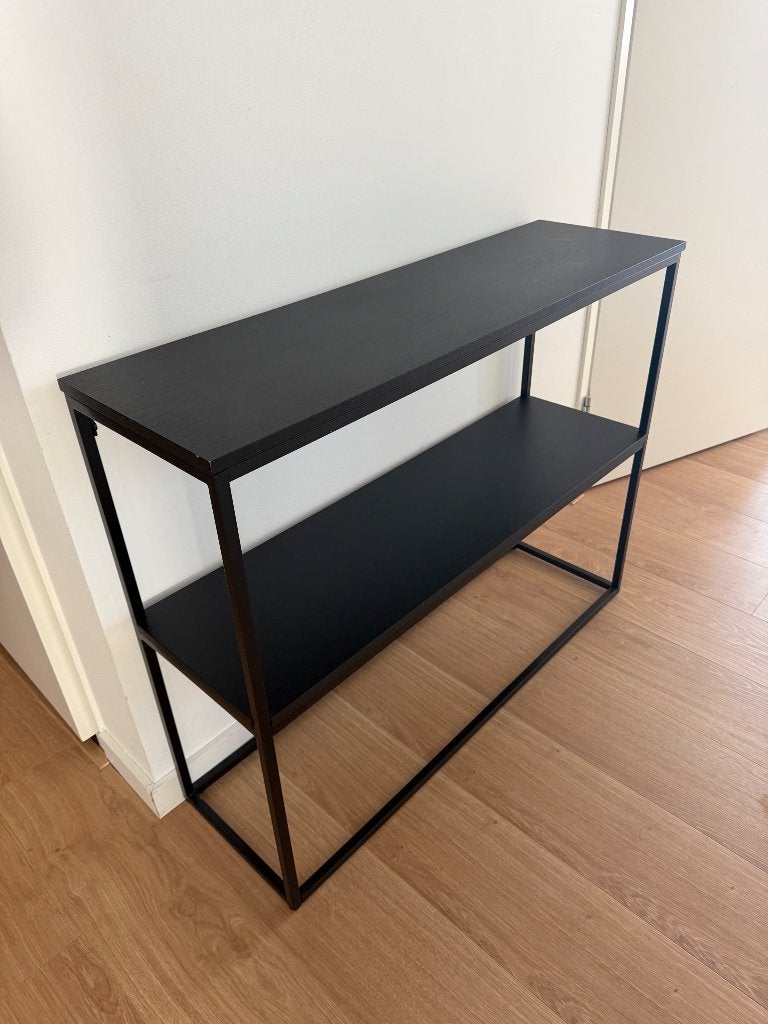 Zwarte sidetable / wandtafel, Ophalen, Gebruikt, 100 tot 150 cm, Eikenhout