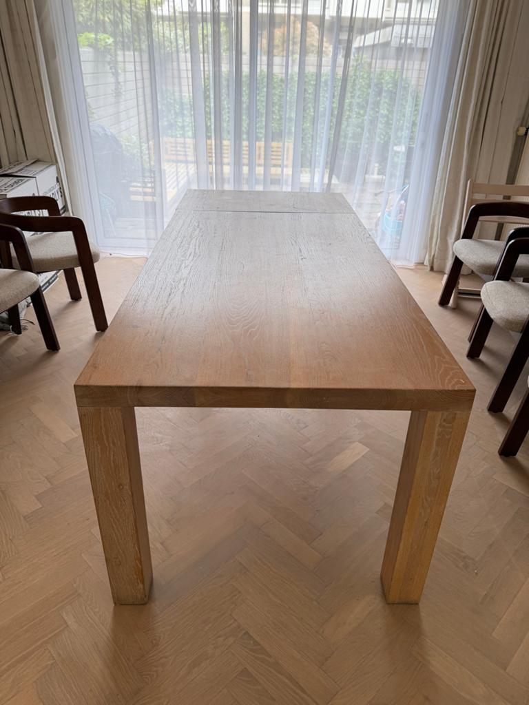 Stevige houten eettafel met uitschuifblad, Huis en Inrichting, Tafels | Eettafels, Gebruikt, 200 cm of meer, Rechthoekig, Overige houtsoorten