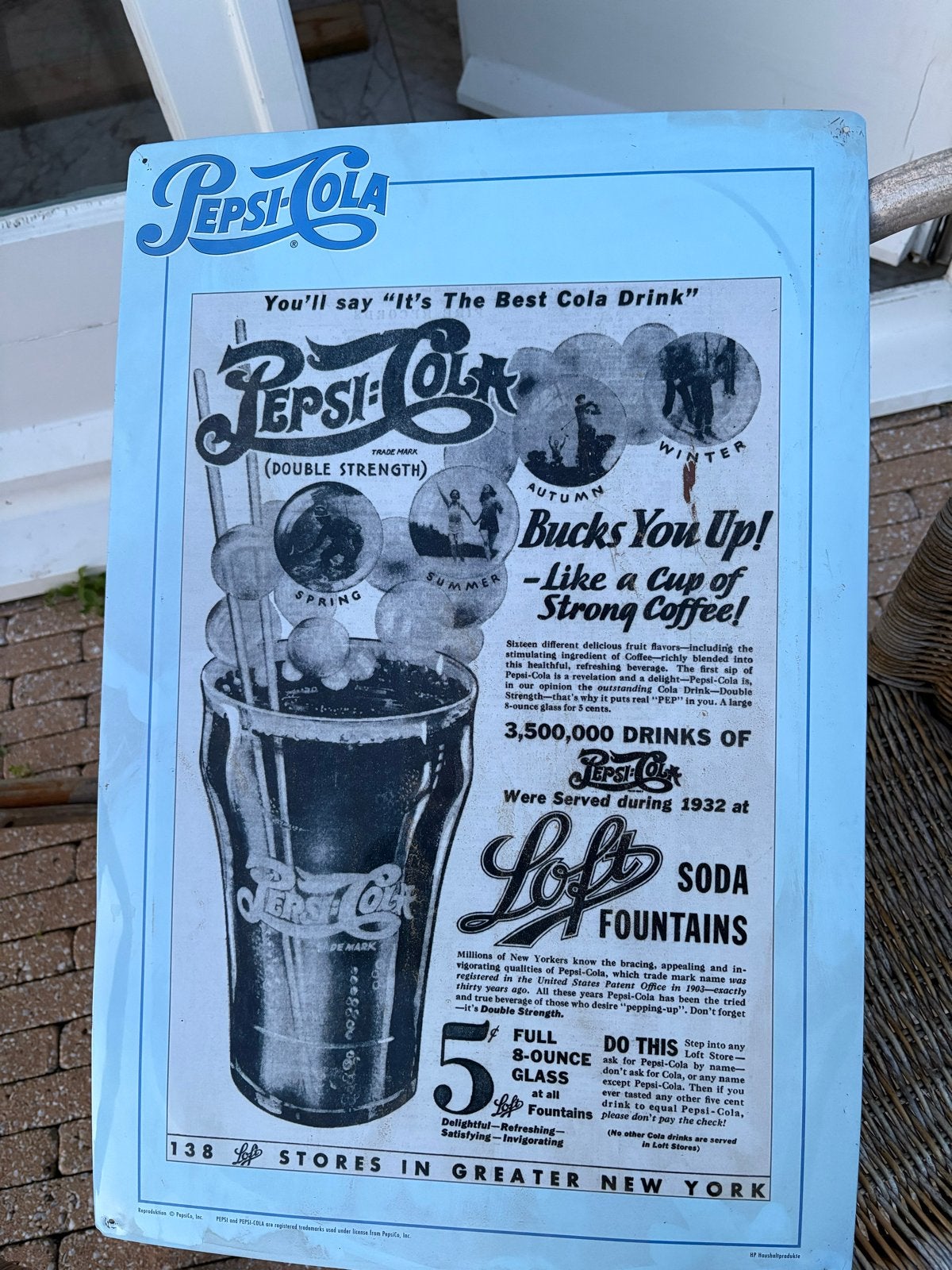 Groot metalen reclamebord PEPSI-COLA vintage, Ophalen of Verzenden, Gebruikt, Reclamebord