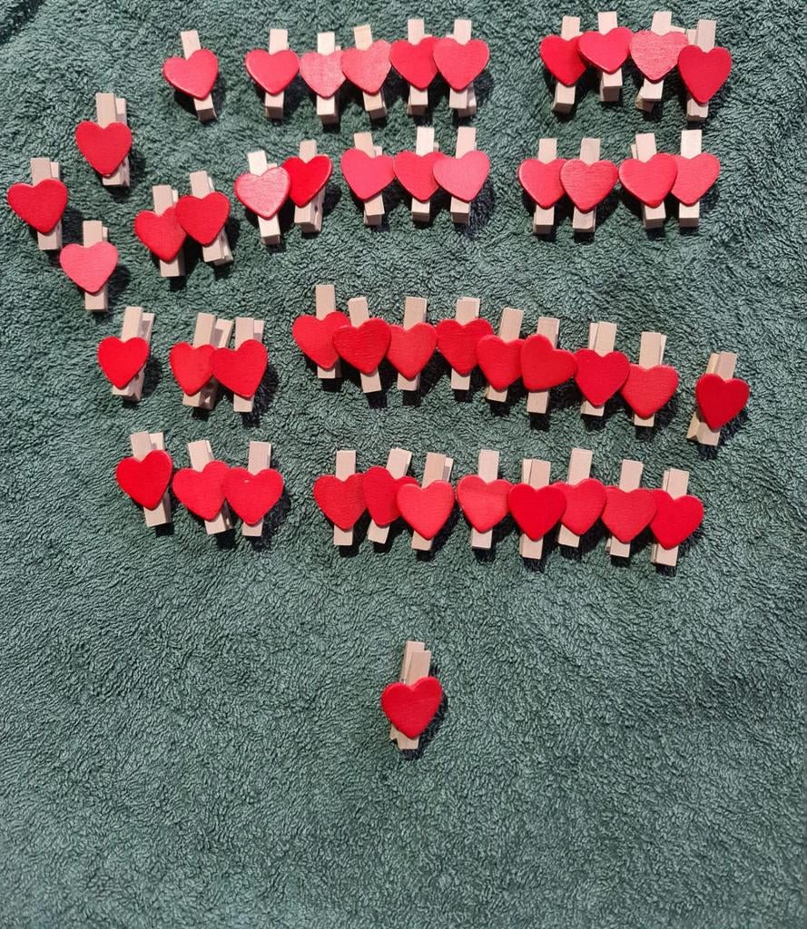 48 Geboorte kaart knijpertjes met schattige hartjes - zgan, Ophalen of Verzenden, Nieuw, Kraamcadeau