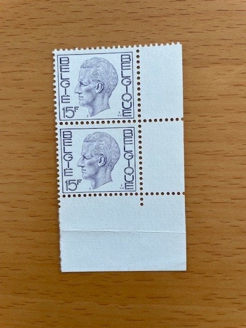 2x 1971 Koning Boudewijn 15 fr., Koninklijk huis, Ophalen of Verzenden, Postfris, Postfris
