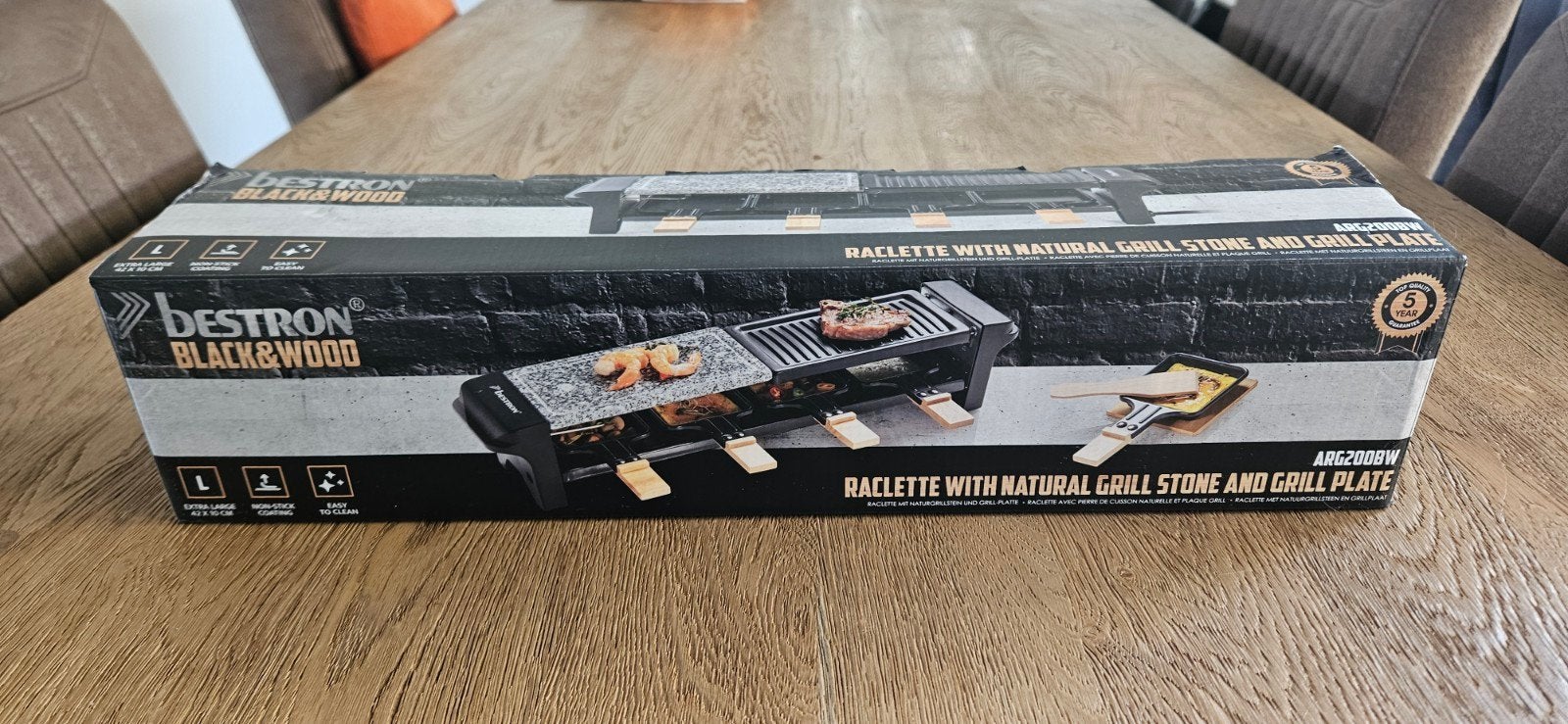 Bestron Raclette met natuursteen en grillplaat, Ophalen of Verzenden, Nieuw, 4 t/m 7 personen