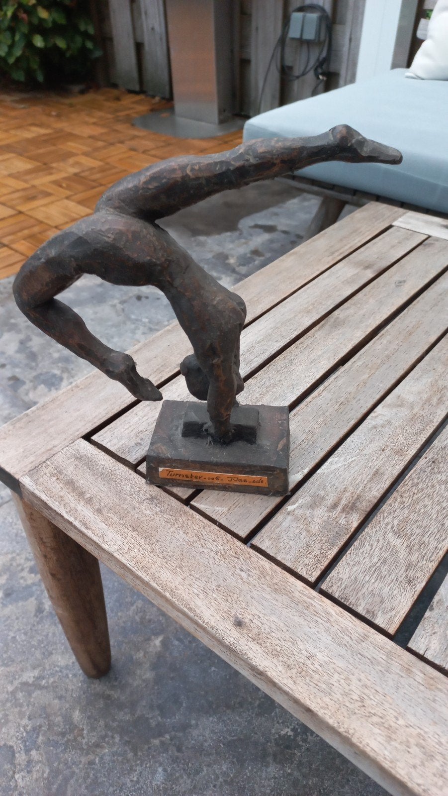 Bronzen beeldje, turnen, trofee, 20cm, Ophalen of Verzenden