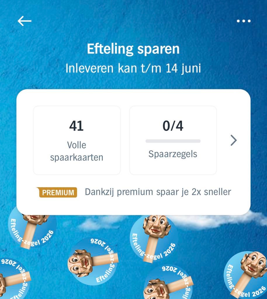Volle Efteling spaarkaarten, Ophalen, Winkel, Super of Benzinepomp, Volle spaarkaart