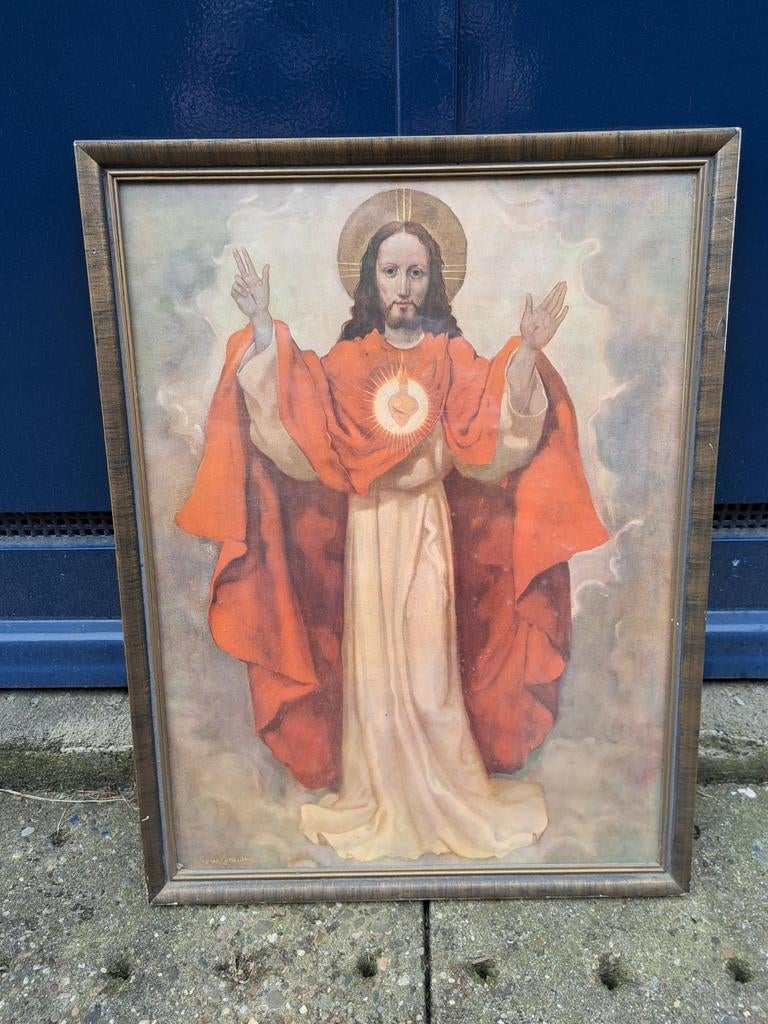 Vintage Jezus Christus Heilig Hart prent, Ophalen
