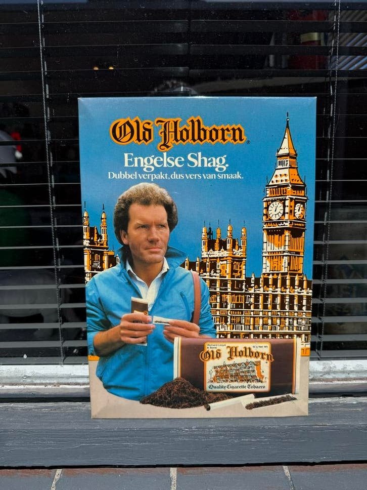 Vintage Old Holborn Engelse Shag Reclamebord, Gebruikt, ., Overige typen, Ophalen of Verzenden
