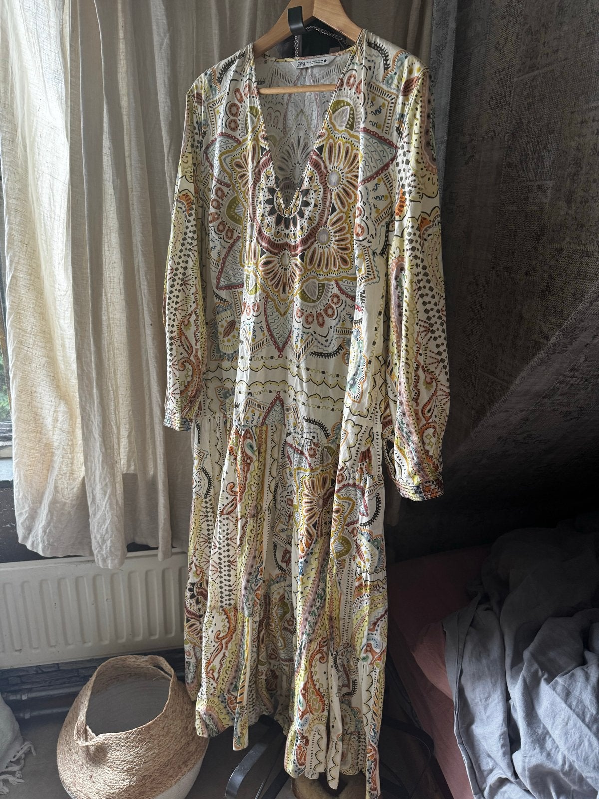 Zara maxi jurk met paisley print en ceintuur xxl, Meerkleurig, Maat 46/48 (XL) of groter, Ophalen of Verzenden, Zo goed als nieuw