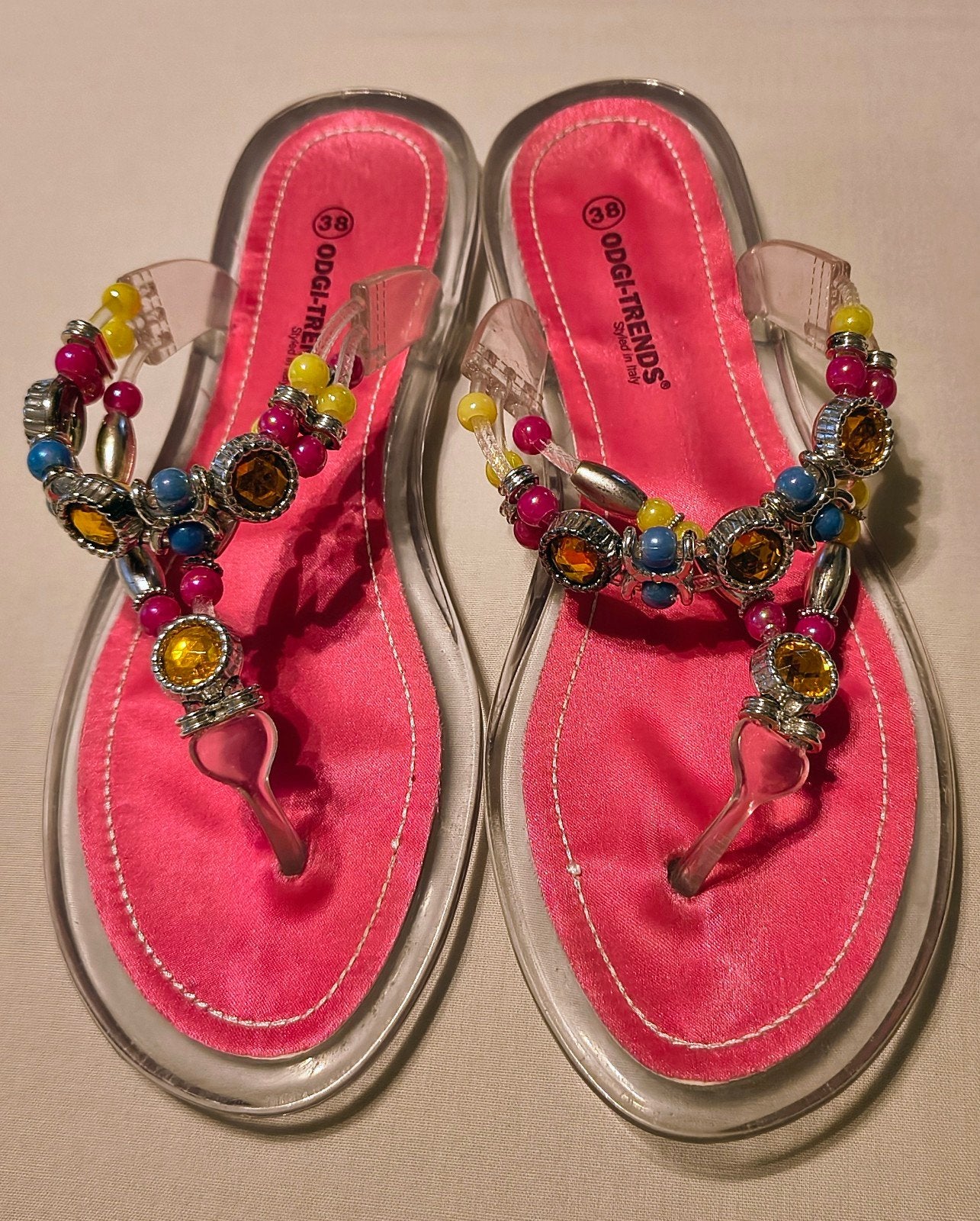 Nieuwe ODGI-TRENDS Roze Slippers met Kralen Maat 38, Ophalen of Verzenden, Nieuw, Roze