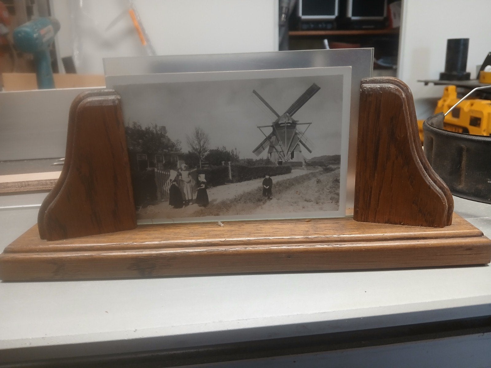 Set van 4 houten fotolijsten met glas, Bruin, Gebruikt, Verwisselbare inhoud, Ophalen of Verzenden