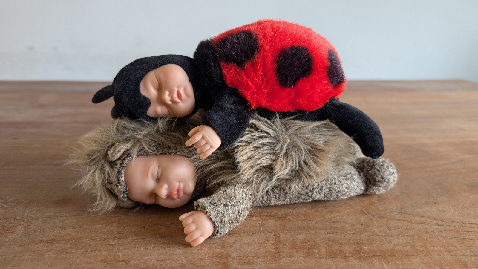 Anne Geddes Babypoppen: Lieveheersbeestje en Egel, Ophalen of Verzenden, Zo goed als nieuw, Babypop
