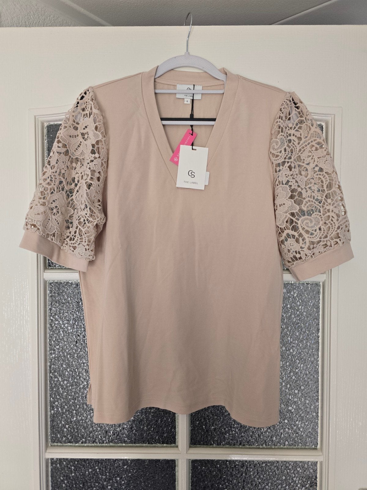 nieuw c&s the label L beige kant, Ophalen of Verzenden, Nieuw, Beige, Korte mouw