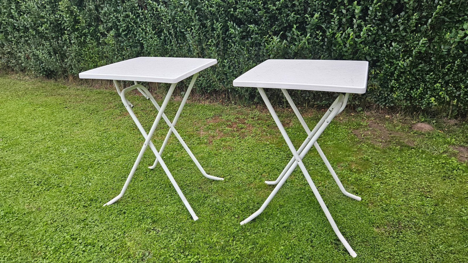 2x Witte statafel - Ideaal voor Feestjes en Evenementen, Tuin en Terras, Ophalen, Gebruikt, Vierkant, Kunststof