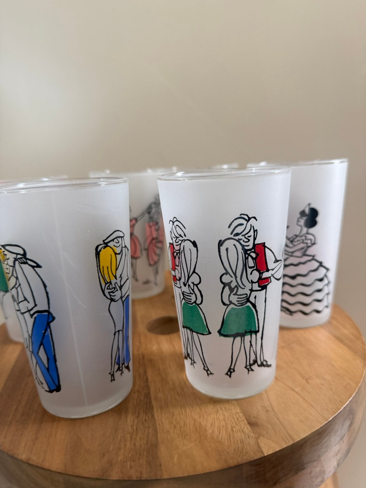 6 matglazen limonadeglazen Frans vintage, Ophalen of Verzenden, Zo goed als nieuw, Overige stijlen