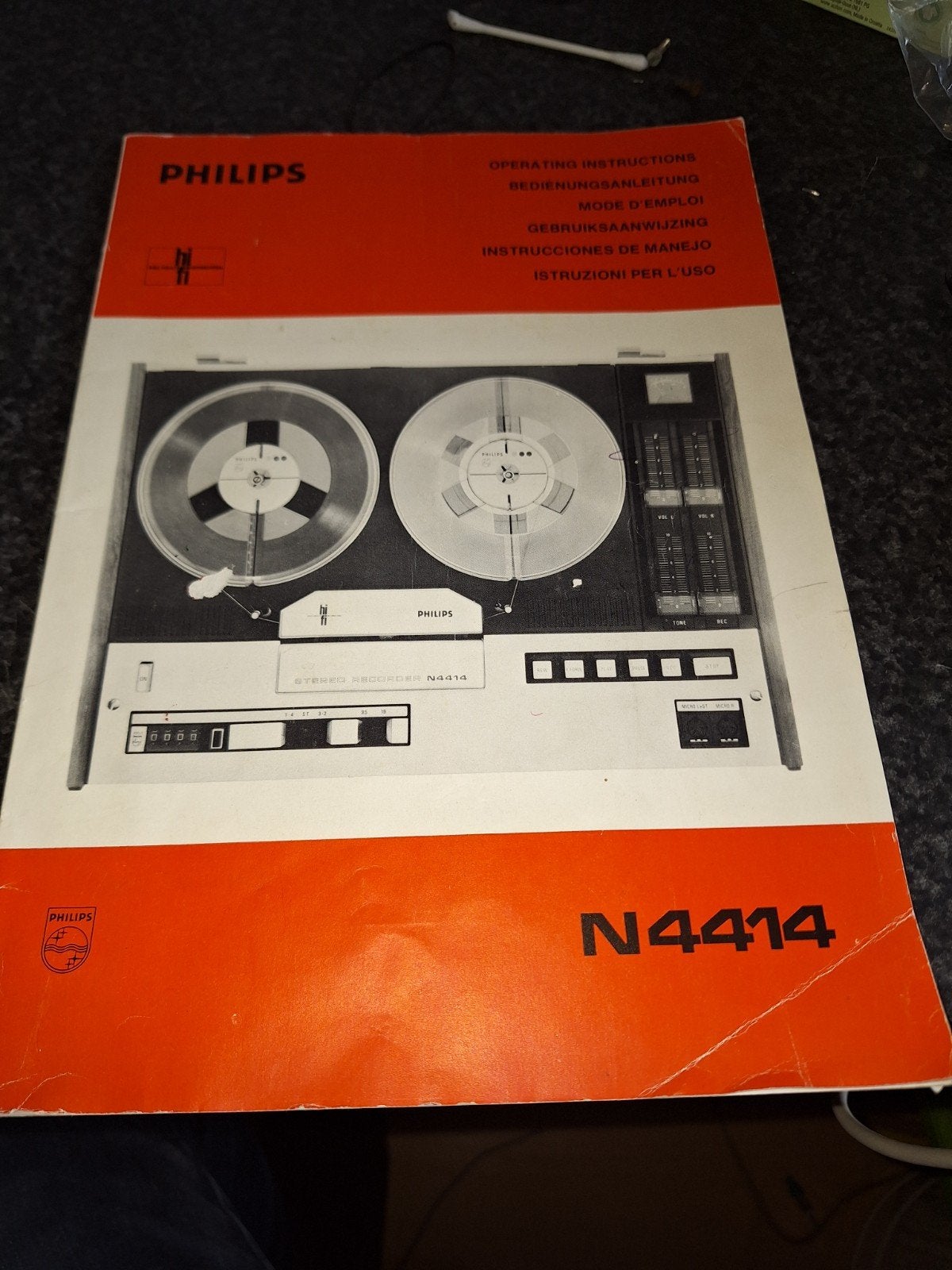 Philips N4414 opknapper., Ophalen, Bandrecorder, Met stofkap