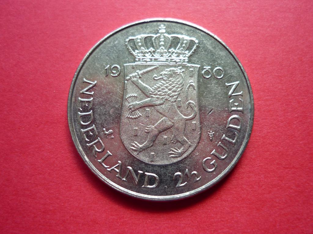 1980 rijksdaalder, dubbele kop, Verzenden, Koningin Juliana, 2½ gulden, Losse munt
