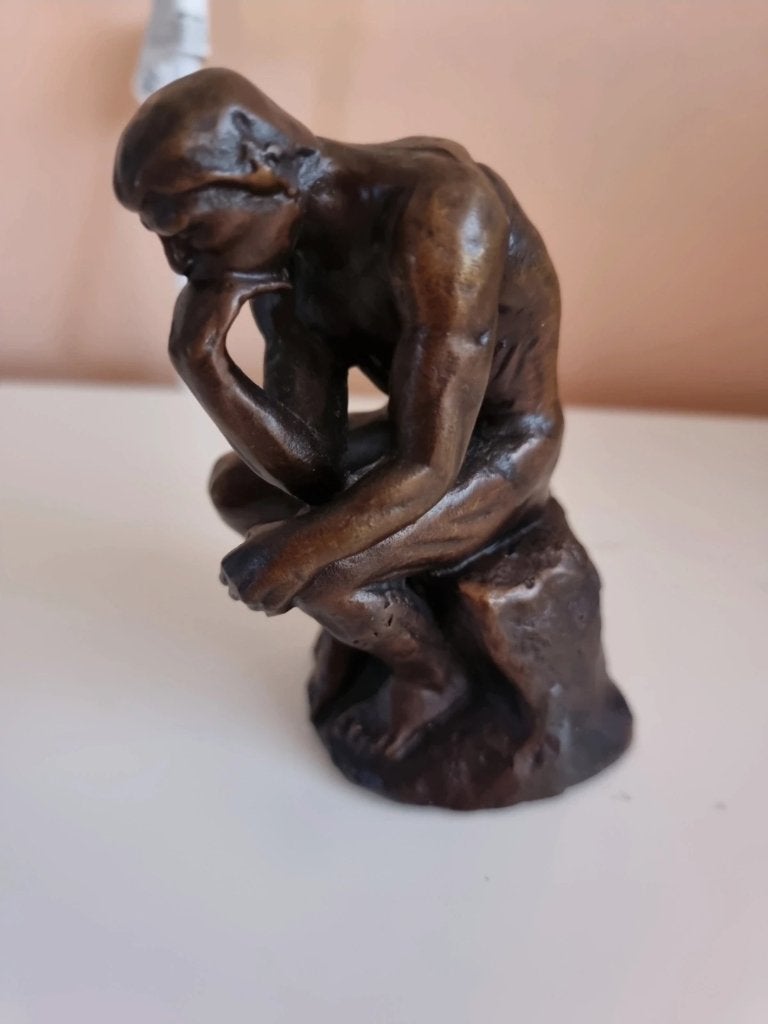 Bronzen reproductie beeldje van De Denker The Thinker Rodin, Antiek en Kunst, Kunst | Beelden en Houtsnijwerken, Minder dan 20 cm
