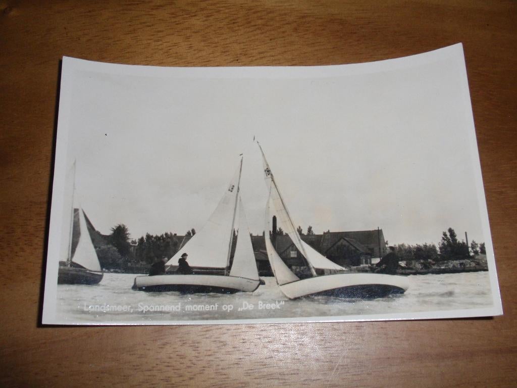 Landsmeer Spannend moment op de Breek Zeilen Zeilbootje, Verzenden, 1960 tot 1980, Ongelopen, Noord-Holland