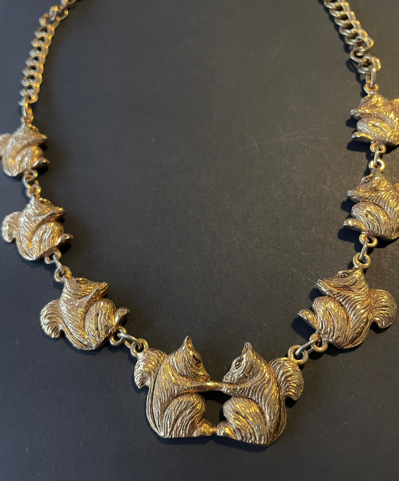Vintage eekhoorn ketting, Verzenden, Gebruikt, Goud, Overige materialen