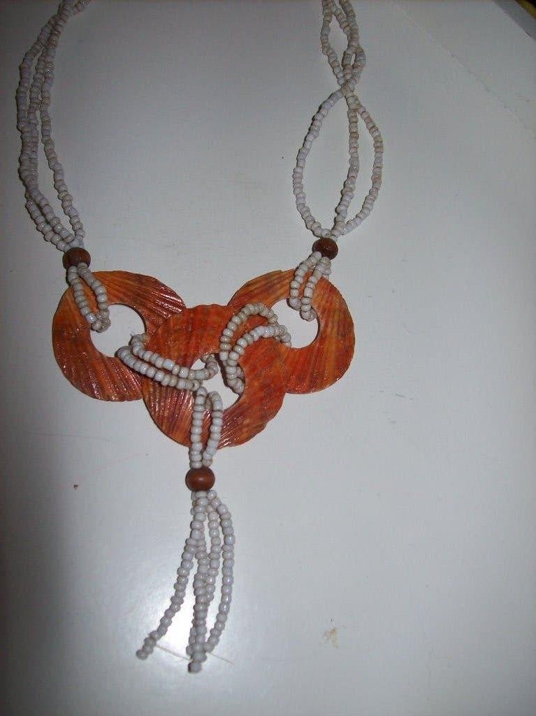 Ketting Witte Steentjes Fraaie Oranje Hanger Kwastjes, Overige kleuren, Verzenden, Nieuw, Steen of Mineraal