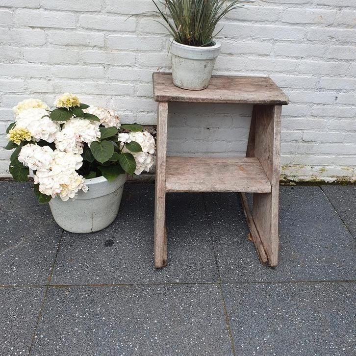antiek stevig Frans tuin etagère kelder trap opstap eiken, Ophalen of Verzenden