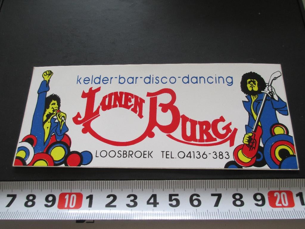 sticker loosbroek kelder bar disco dancing LUNENBURG, Ophalen, Zo goed als nieuw
