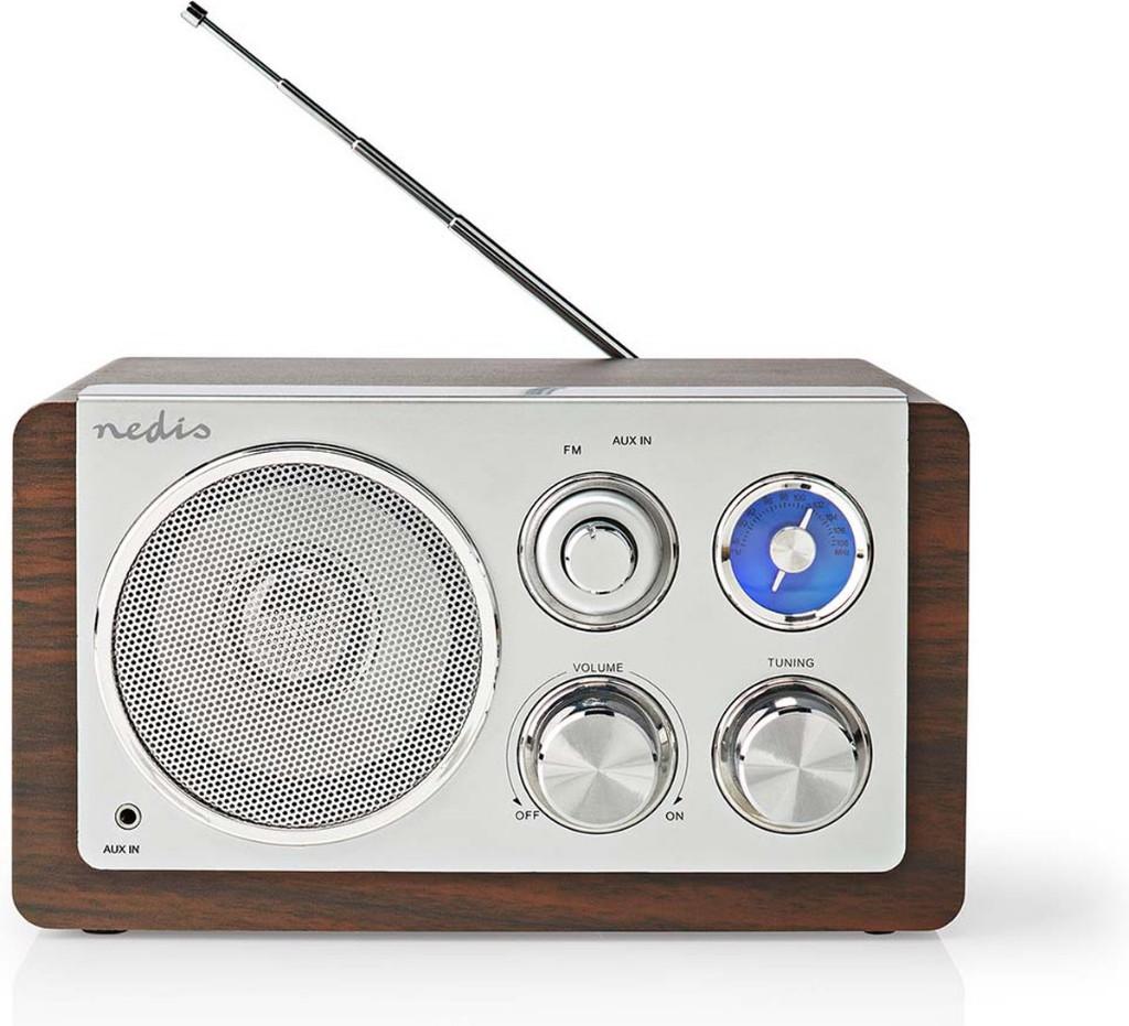 Nedis FM-Radio - FM - Netvoeding Analoog 15 W - IP20 - Bruin, Ophalen of Verzenden, Nieuw, Radio
