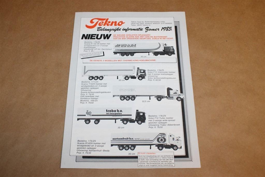 Tekno brochure - Zomer 1985 - Zeldzaam, Antiek en Kunst, Antiek | Speelgoed, Ophalen of Verzenden