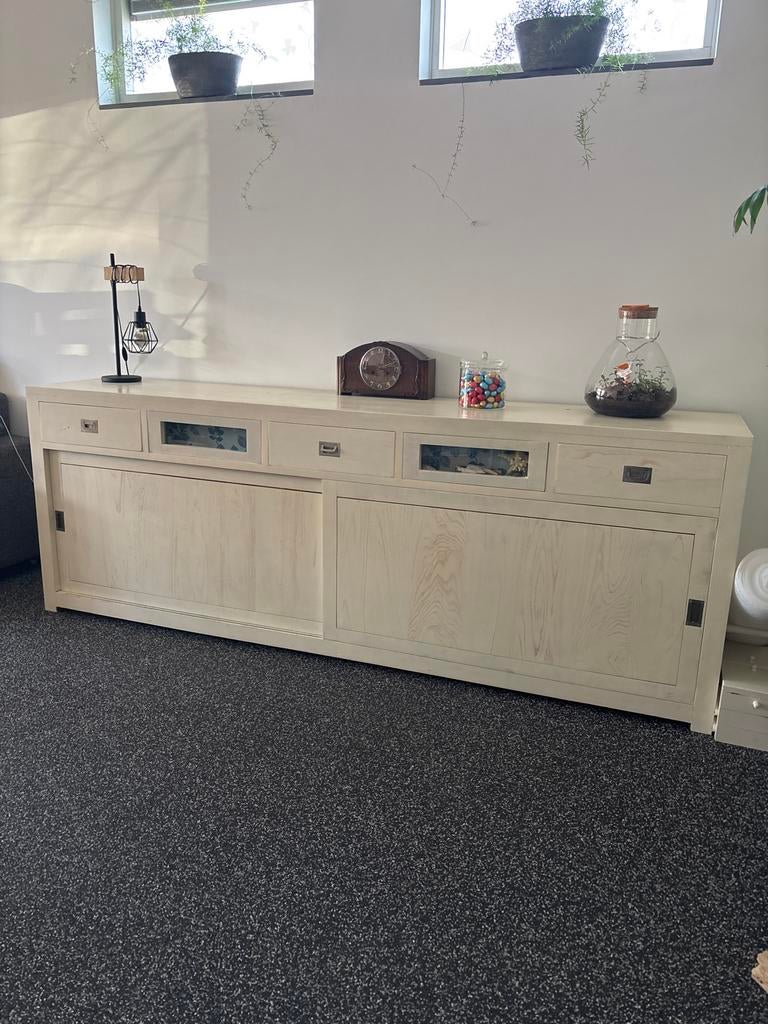 Zwaar teakhouten dressoir, Ophalen, Gebruikt, Teakhout, 200 cm of meer