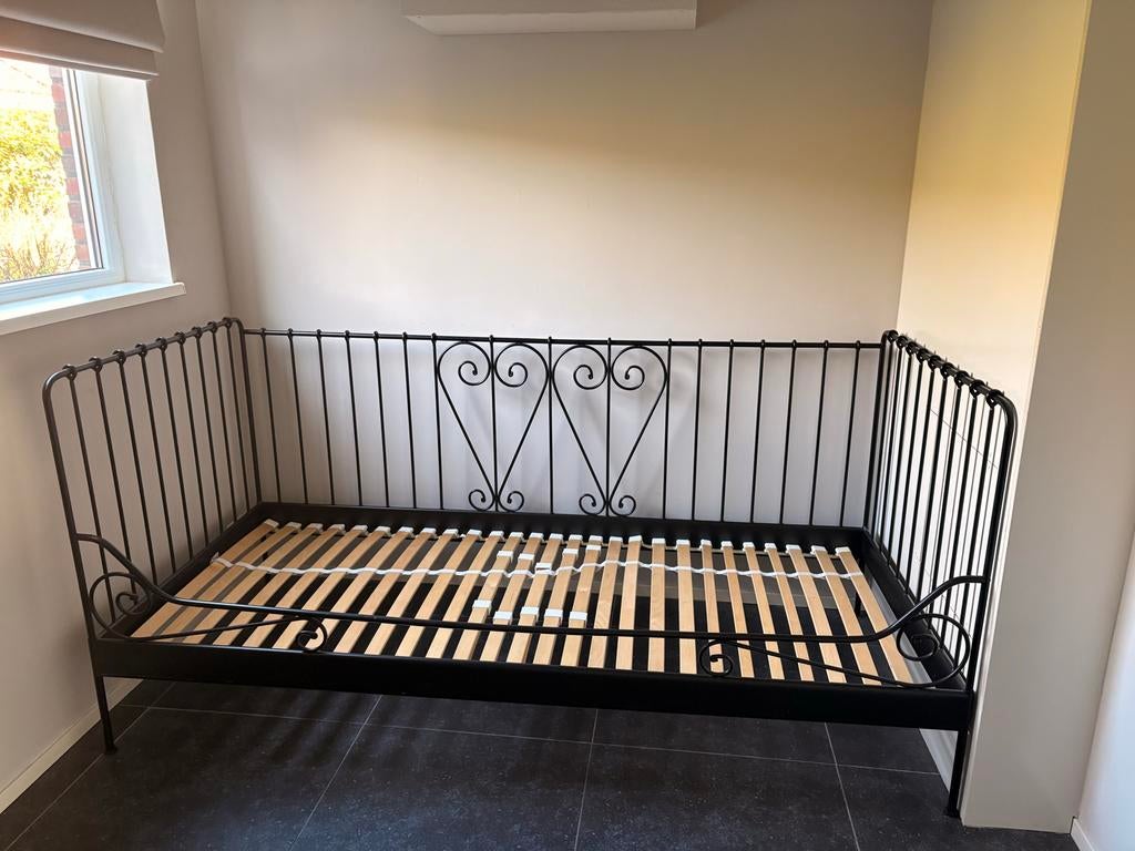 Metalen Daybed / Bedbank - Zwart, Ophalen, Gebruikt, 90 cm, Eenpersoons