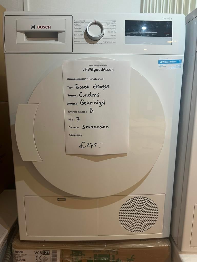 Bosch serie 4 condensdroger 7kg . Bezorgd en garantie., 6 tot 8 kg, Minder dan 85 cm, Anti-kreukfase, Refurbished