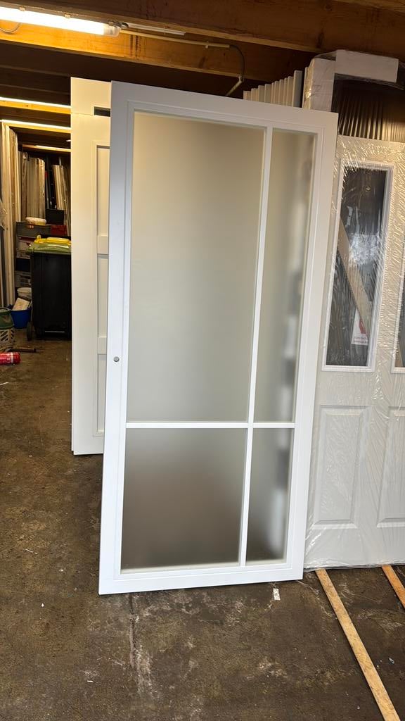 Opdek steellook deur 93x211.5 cm melkglas rechtshang nr 249