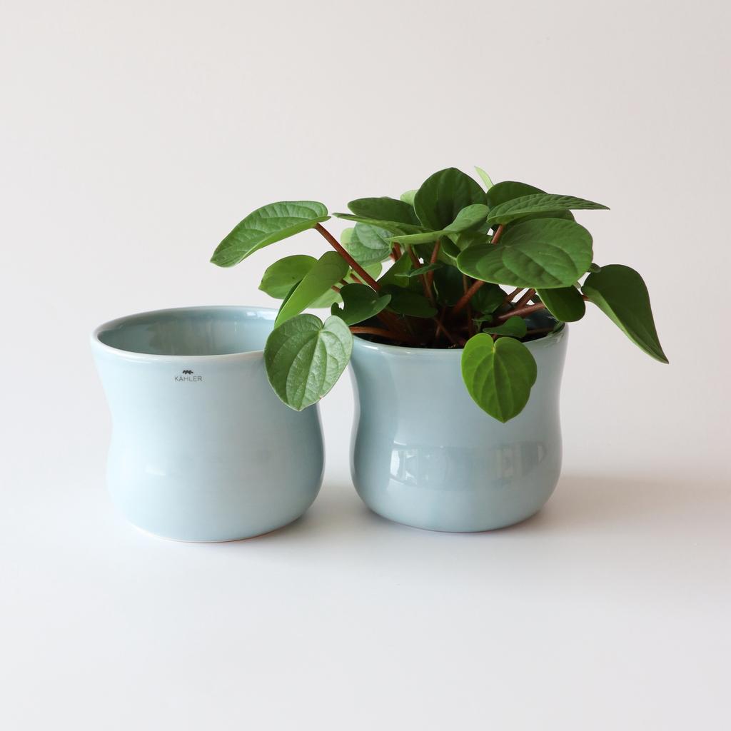 Kähler Mano aardewerk bloempot lichtblauw deens design, Z, Rond, Ophalen of Verzenden, X
