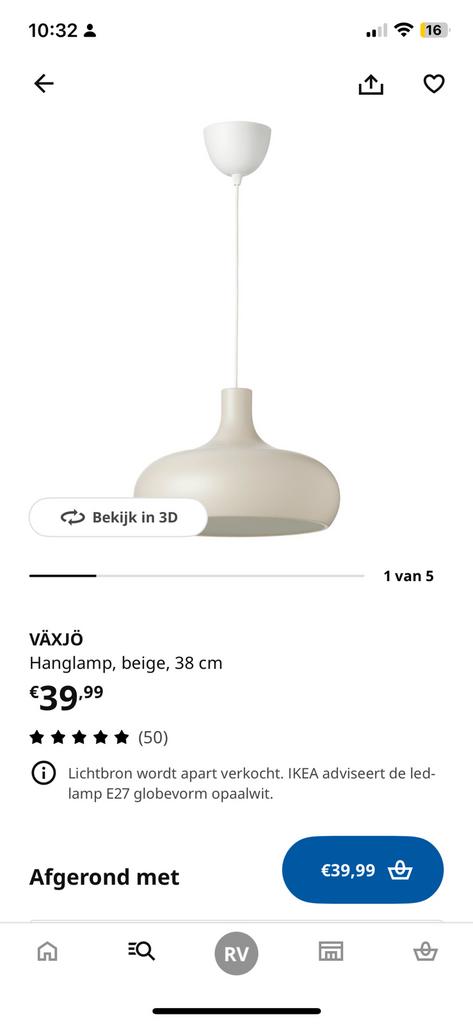 Ikea Vaxjö hanglamp, Ophalen, Zo goed als nieuw, Minder dan 50 cm