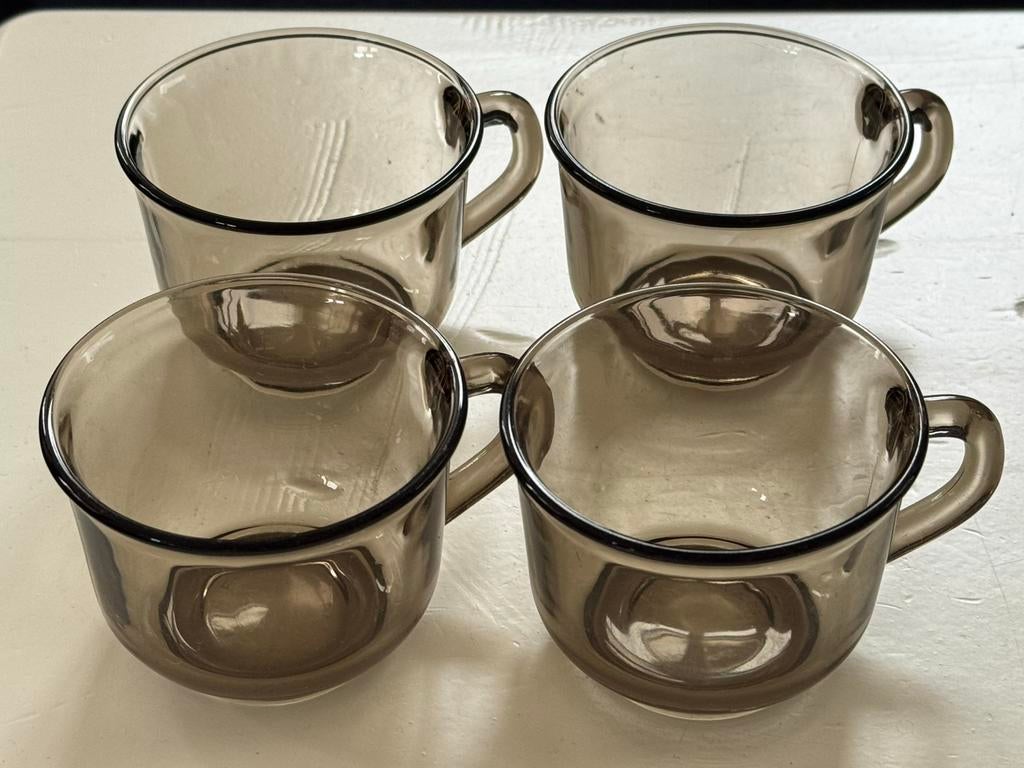 Vintage Arcoroc rookglas glazen kopjes, Ophalen of Verzenden, Gebruikt