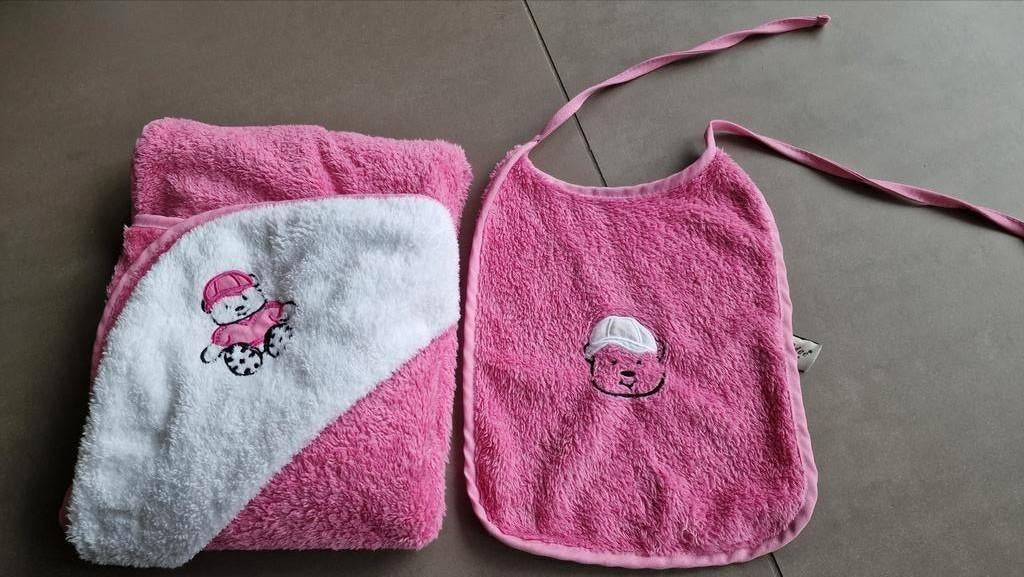 Optidee wikkeldeken/badcape + slab, roze, 90x100 cm, Overige merken, Overige typen, Ophalen of Verzenden, Zo goed als nieuw