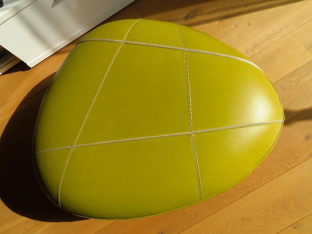 Leolux leren poef, 90x75x32, Ophalen, Eenpersoons, Zo goed als nieuw, Minder dan 150 cm