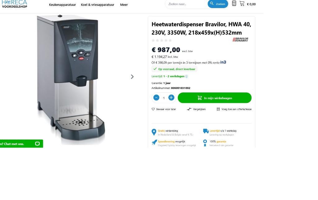 Heetwaterdispenser Bravilor voor thee, Cupasoup, chocomelk,, Overige modellen, Bakkieweg 12, Overige typen, 10 kopjes of meer