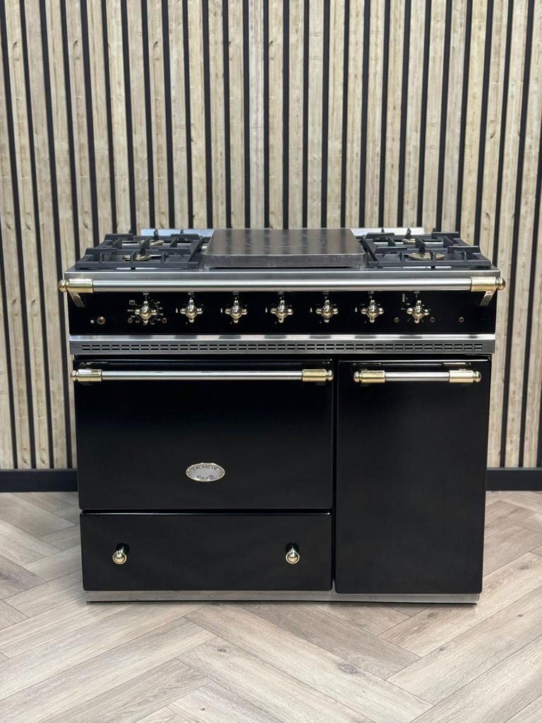 Luxe Lacanche Zwart 100 Gas +Elektrische Oven + Warmhoudkast, Ophalen of Verzenden, Grill, Elektrisch, 5 kookzones of meer